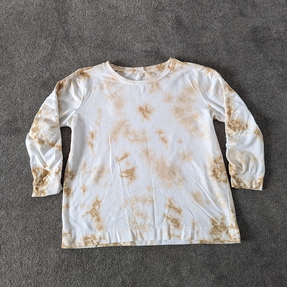 Jane and Delancey Tie-Dye Print Long Sleeve Top, Women's Size L, Neutral Tones